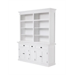 Pemberly Row Mahogany Wood Bookcase 5 Doors 3 Drawers in Classic White