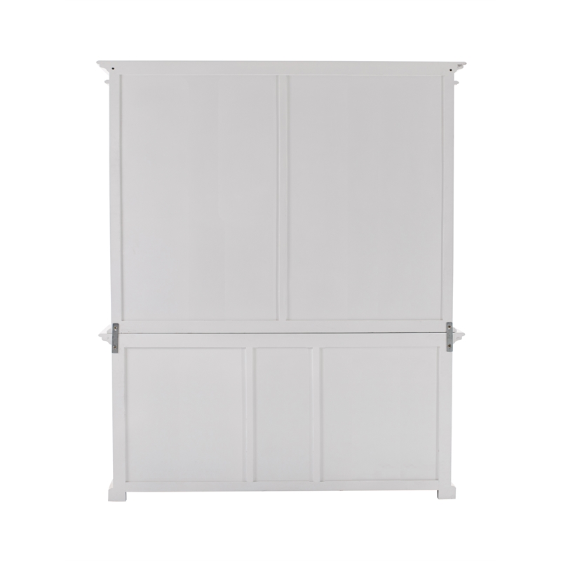 Pemberly Row Mahogany Wood Bookcase 5 Doors 3 Drawers in Classic White