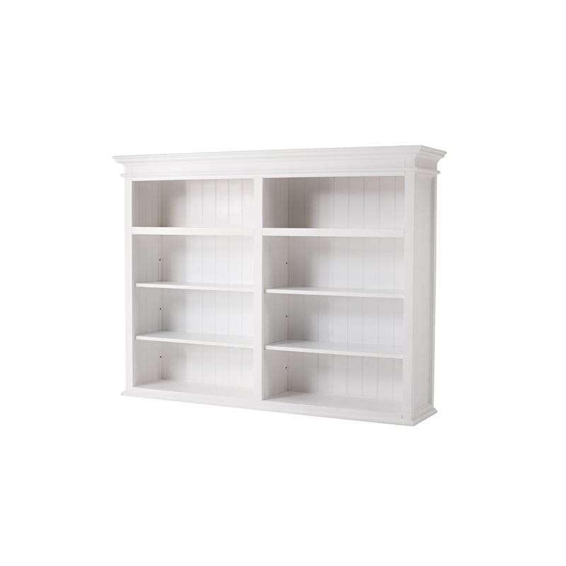 Pemberly Row Mahogany Wood Bookcase 5 Doors 3 Drawers in Classic White