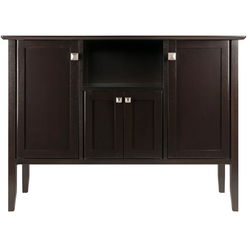 Pemberly Row 4 Door Transitional Wood/Metal Buffet Table in Coffee