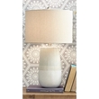 Pemberly Row Contemporary Ceramic Table Lamp in Beige and White