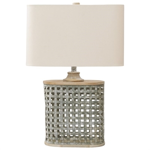 pemberly row contemporary transitional metal table lamp in gray