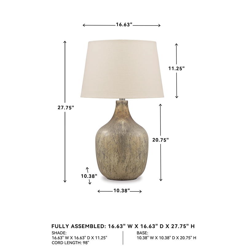 Pemberly Row Modern / Contemporary Glass Table Lamp in Gray and Gold