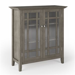 Pemberly Row Wood 39&quot Transitional Medium Cabinet in Farmhouse Gray