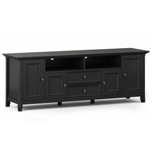 Pemberly Row Modern / Contemporary 72&quot Solid Wood TV Stand in Black