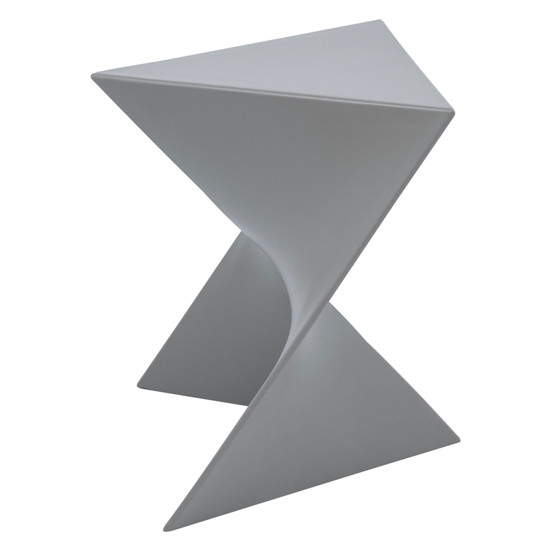 Pemberly Row Contemporary Plastic Triangle End Table in Gray