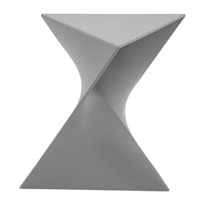 Pemberly Row Contemporary Plastic Triangle End Table in Gray