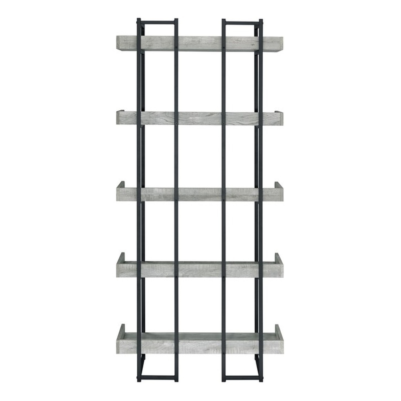 Pemberly Row Contemporary Transitional Bookshelf in Gray Finish