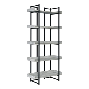 Pemberly Row Contemporary Transitional Bookshelf in Gray Finish