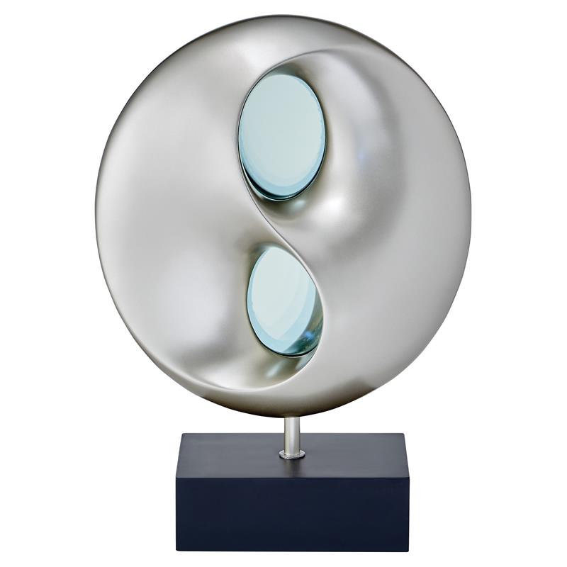 Pemberly Row Modern Poly Resin Table Lamp with LED in Black and Silver
