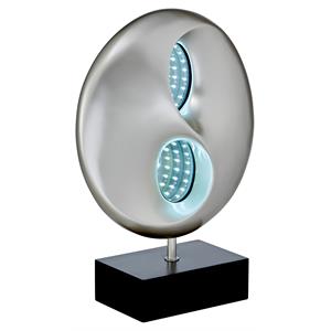 Pemberly Row Modern Poly Resin Table Lamp with LED in Black and Silver