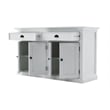 Pemberly Row Mahogany Wood Buffet Hutch Unit with 6 Shelves in White