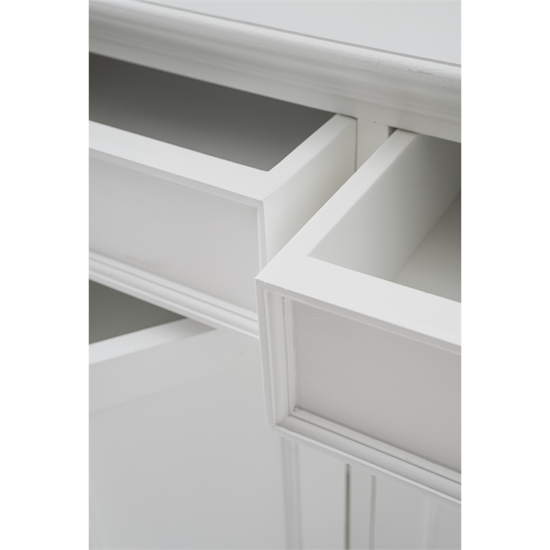 Pemberly Row Mahogany Wood Buffet Hutch Unit with 6 Shelves in White