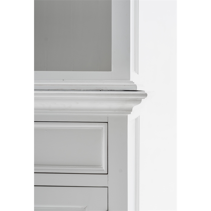 Pemberly Row Mahogany Wood Buffet Hutch Unit with 6 Shelves in White
