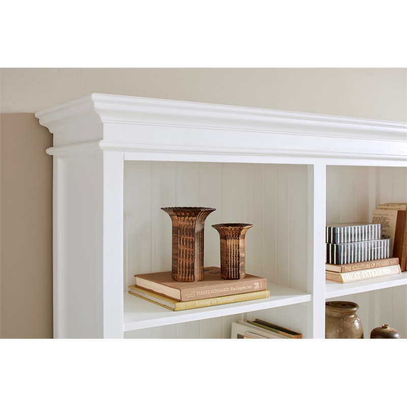 Pemberly Row Mahogany Wood Buffet Hutch Unit with 6 Shelves in White