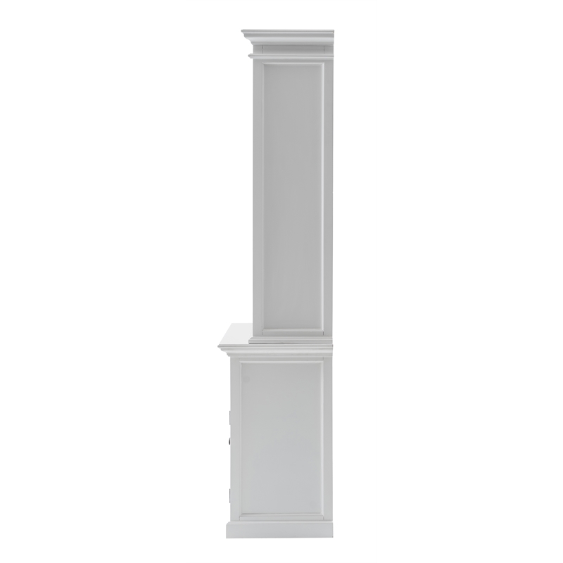 Pemberly Row Mahogany Wood Buffet Hutch Unit with 6 Shelves in White