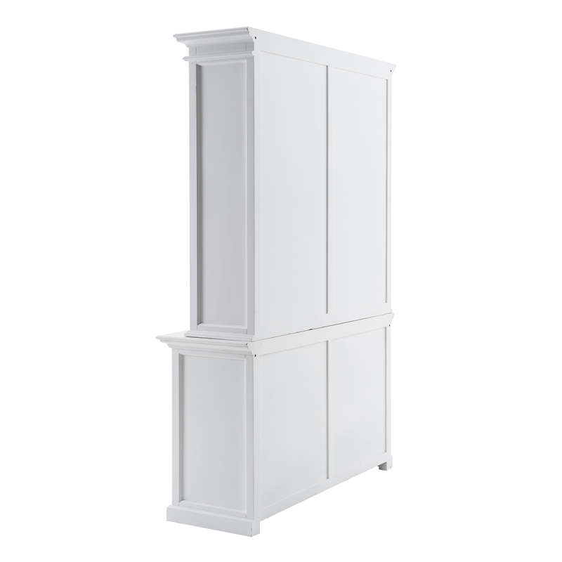 Pemberly Row Mahogany Wood Buffet Hutch Unit with 6 Shelves in White