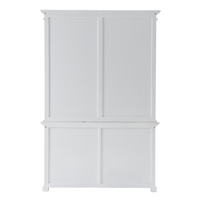 Pemberly Row Mahogany Wood Buffet Hutch Unit with 6 Shelves in White