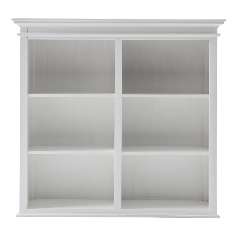 Pemberly Row Mahogany Wood Buffet Hutch Unit with 6 Shelves in White
