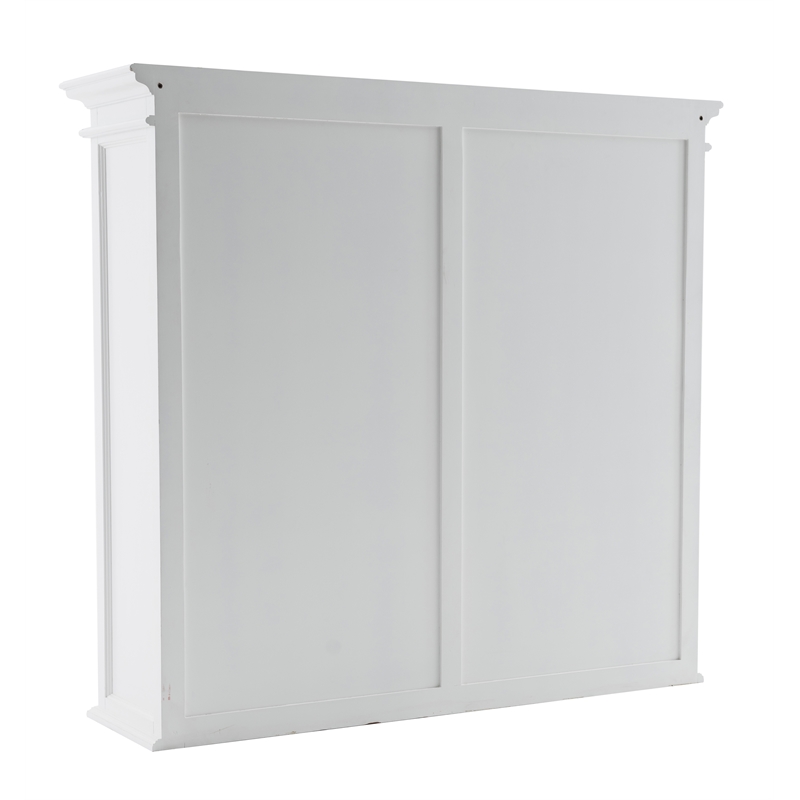 Pemberly Row Mahogany Wood Buffet Hutch Unit with 6 Shelves in White