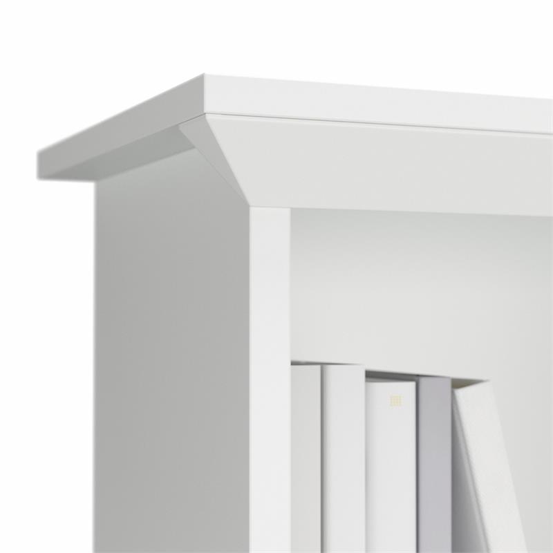 Pemberly Row 60W Hutch for L Shaped Desk in White/Shiplap Gray - Engineered Wood