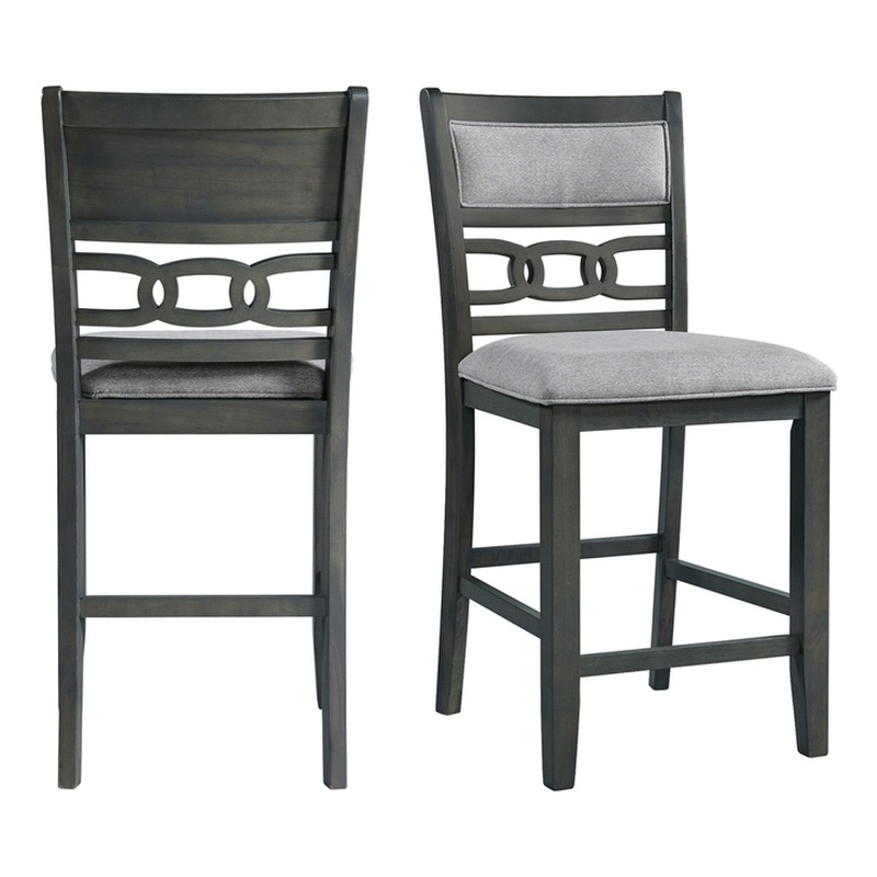 Pemberly Row Contemporary Counter Height Side Chair Set in Gray