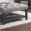 Pemberly Row Wood Ottoman in Antique Washed Gray and Light Gray