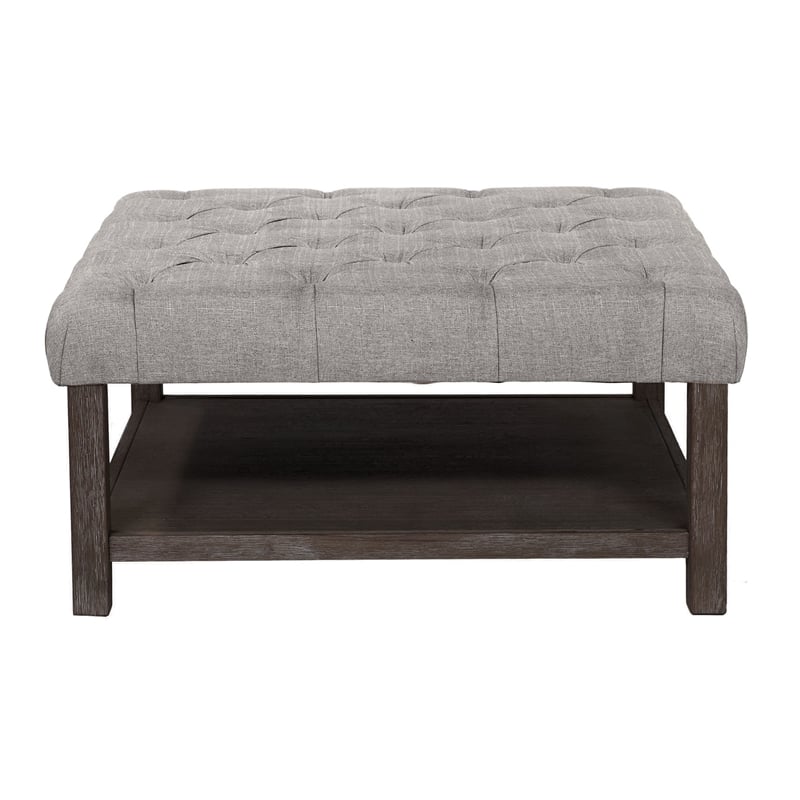 Pemberly Row Wood Ottoman in Antique Washed Gray and Light Gray