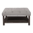 Pemberly Row Wood Ottoman in Antique Washed Gray and Light Gray