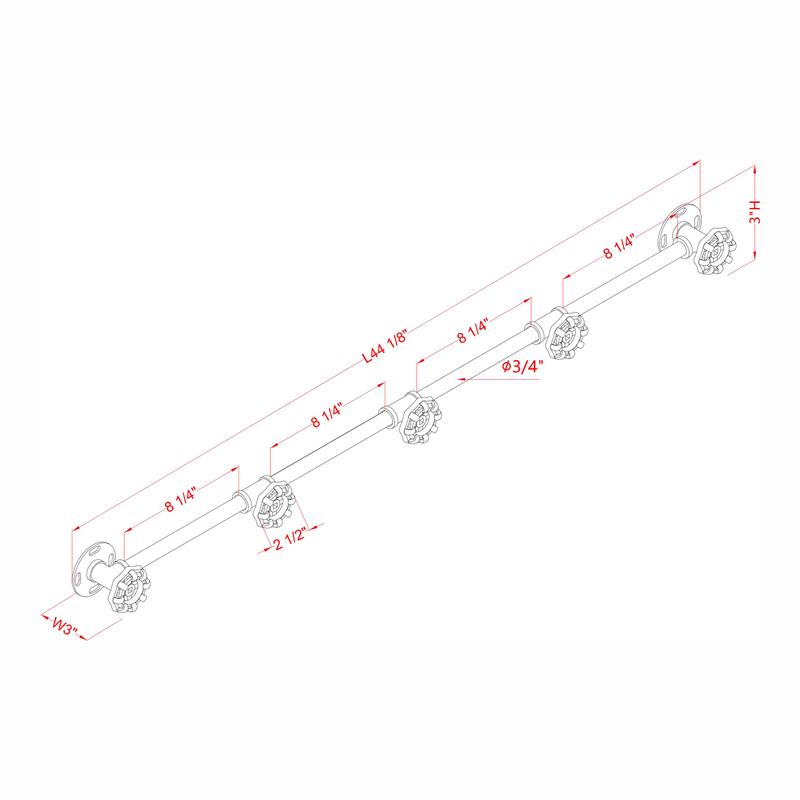Pemberly Row Industrial Metal 5-Hook Coat Rack in Sand Black