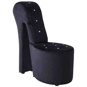 Pemberly Row Modern 19&quot Velvet High Heel Shoe Chair in Black