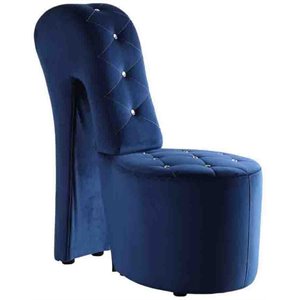 Pemberly Row Modern 19&quot Velvet High Heel Shoe Chair in Navy Blue