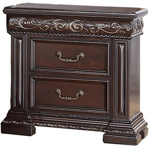 Pemberly Row Modern 29&quot 2 Drawer Solid Wood Nightstand in Cherry