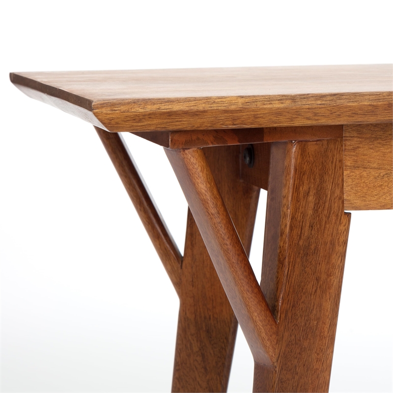 Pemberly Row Contemporary Mid Century Entryway Bench Walnut Brown