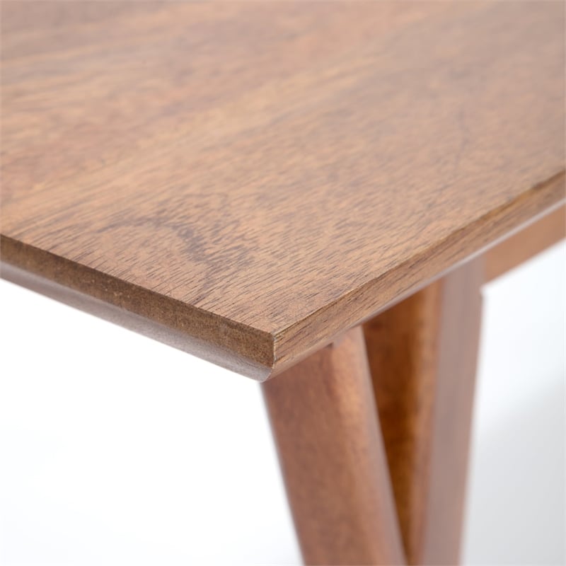 Pemberly Row Contemporary Mid Century Entryway Bench Walnut Brown