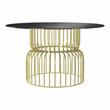Pemberly Row Contemporary Glass Top Round Dining Table in Gold