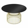 Pemberly Row Contemporary Glass Top Round Dining Table in Gold