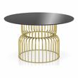 Pemberly Row Contemporary Glass Top Round Dining Table in Gold