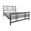 Pemberly Row Metal Bed Queen Size Frame Adjustable Under Bed Storage in Black