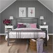 Pemberly Row Metal Bed Queen Size Frame Adjustable Under Bed Storage in Black