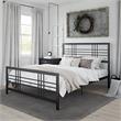 Pemberly Row Metal Bed Queen Size Frame Adjustable Under Bed Storage in Black