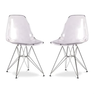 Pemberly Row 17&quot Plastic and Chrome Steel Dining Chairs in Black (Set of 2)