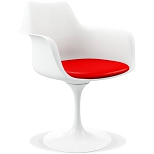 Pemberly Row 18&quot Mid-Century Plastic and Metal Armchair in Red
