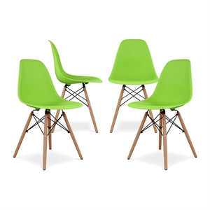 Pemberly Row 17.5&quot Plastic and Wood Dining Chairs in Black (Set of 4)