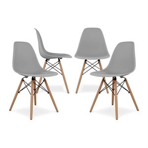 Pemberly Row 17.5&quot Plastic and Wood Dining Chairs in Green (Set of 4)