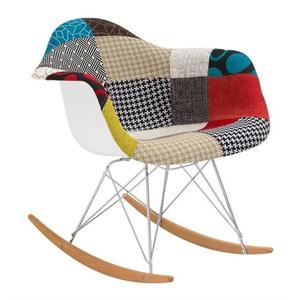 Pemberly Row 26&quot Mid-Century Cotton Rocker Arm Chair in Multi-Color