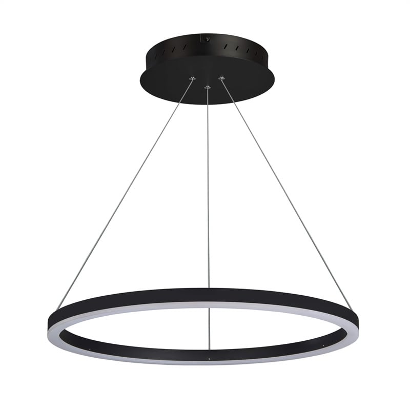 Pemberly Row Adjustable Aluminum ETL Certified Integrated LED Chandelier Black