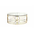 Pemberly Row Metal Round Coffee Table with Glass in Polished Gold