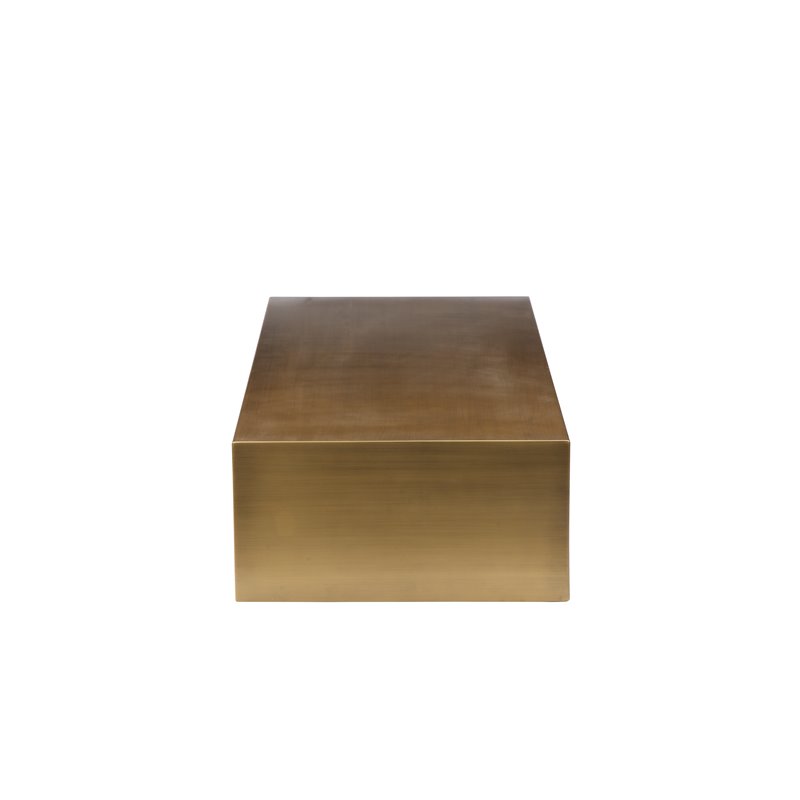 Pemberly Row Contemporary Metal Coffee Table in Brushed Brass