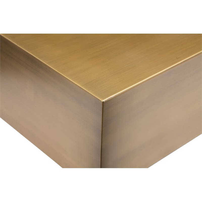 Pemberly Row Contemporary Metal Coffee Table in Brushed Brass